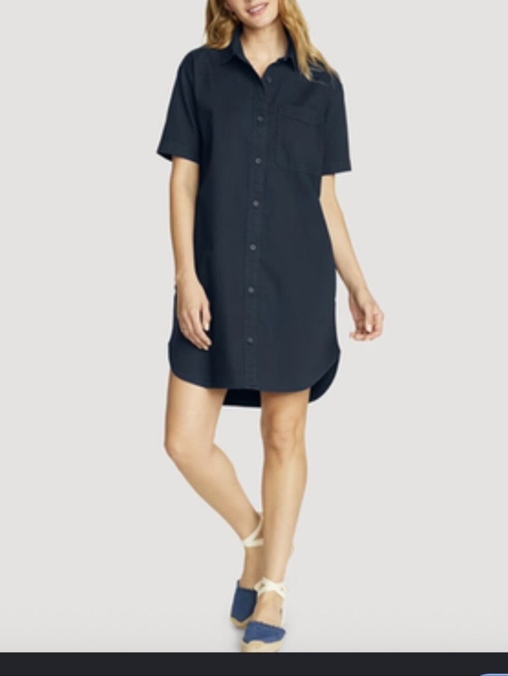 Eddie Bauer 100% Cotton Everyday Button Up Shirt Dress with Pockets